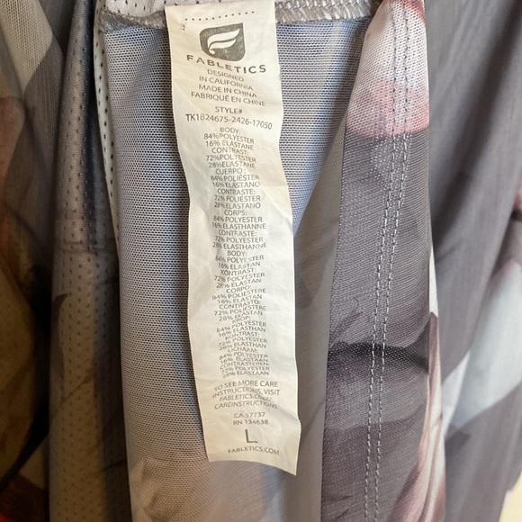 Fabletics Gray Floral Bess Pointelle Mesh Tank Large - Picture 3 of 3